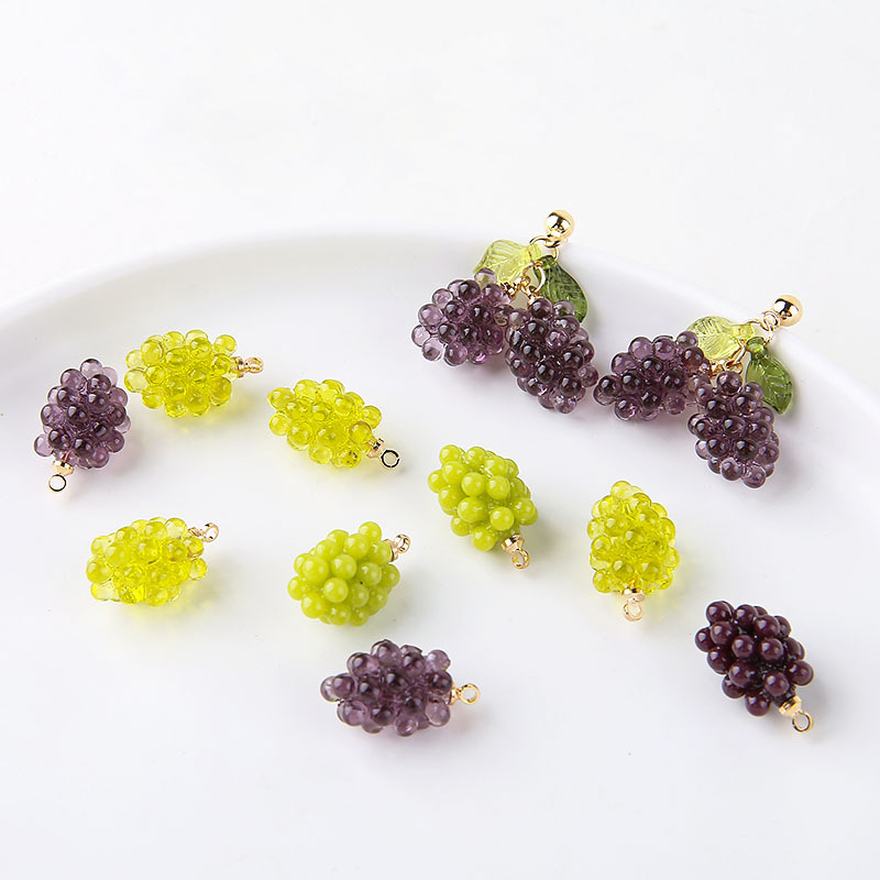 Resin Art Earrings - 6 szt. Urocze Małe Winogronka z