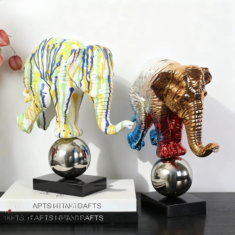 Resin Art Gift For Anniversary - Kolorowa statua słonia w stylu graffiti,