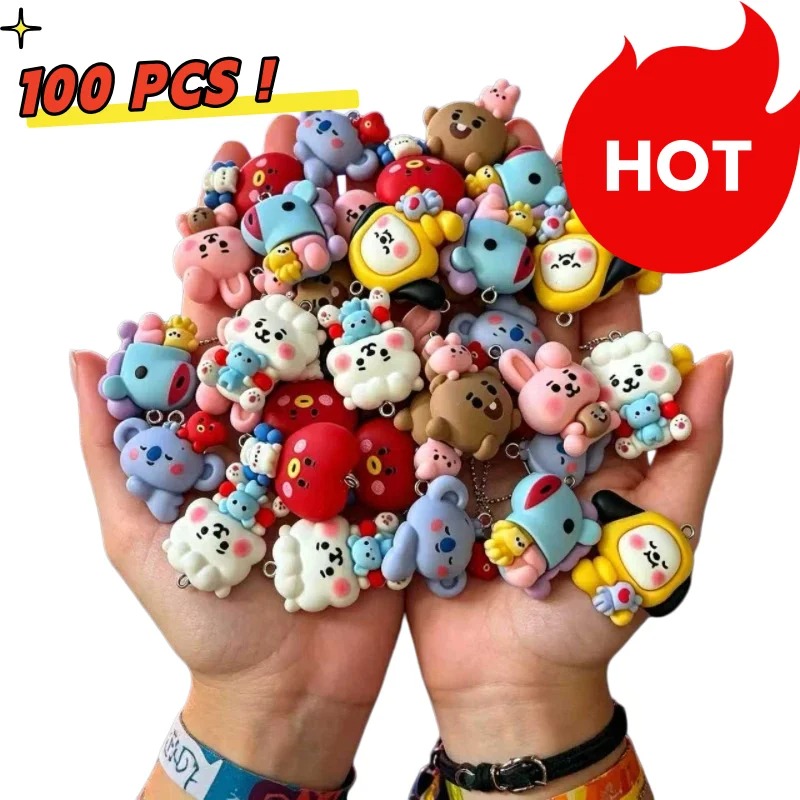 Resin Art Earrings - 7 szt. BT21 Żywiczne Charmsy z