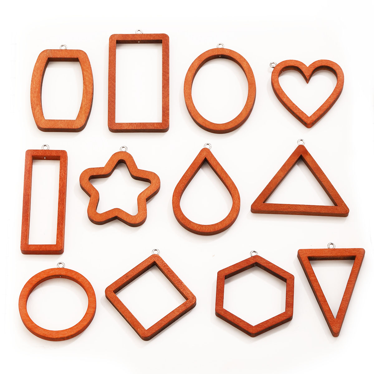 Resin Art Earrings - 10 SZT. Drewniane geometryczne zawieszki w